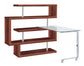 ACME Raceloma Writing Desk w/Shelf, Clear Glass, Chrome & Walnut High Gloss Finish FredCo