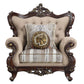 ACME Ragnar Chair w/2 Pillows, Light Brown Linen & Cherry Finish FredCo