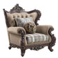 ACME Ragnar Chair w/2 Pillows, Light Brown Linen & Cherry Finish FredCo