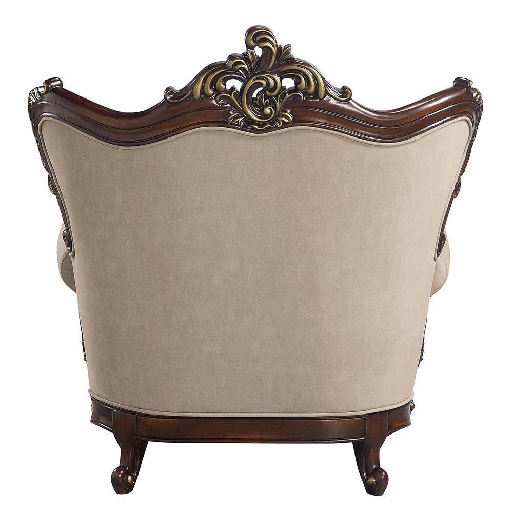 ACME Ragnar Chair w/2 Pillows, Light Brown Linen & Cherry Finish FredCo