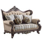ACME Ragnar Loveseat w/5 Pillows, Light Brown Linen & Cherry Finish FredCo