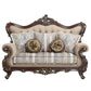 ACME Ragnar Loveseat w/5 Pillows, Light Brown Linen & Cherry Finish FredCo