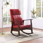 ACME Raina Rocking Chair, Red PU & Espresso Finish FredCo