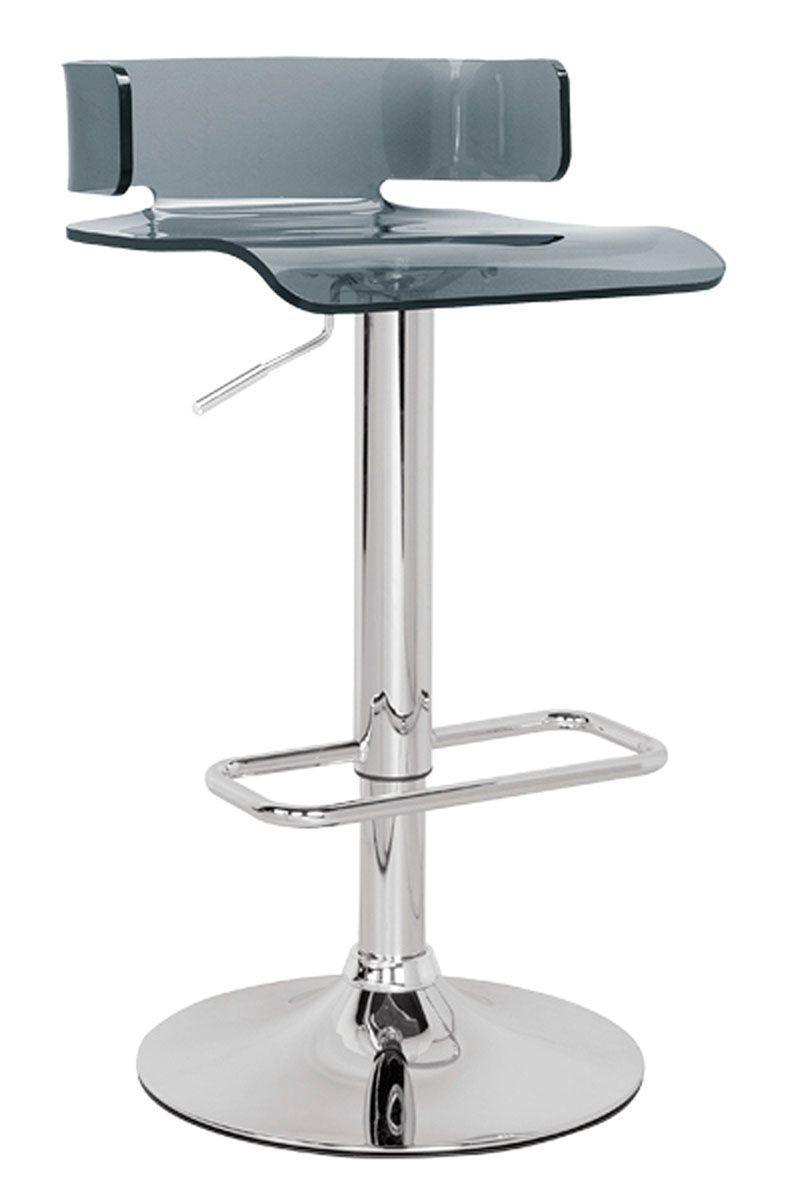 ACME Rania Adjustable Stool w/Swivel, Gray & Chrome, 22"~31" Seat Height FredCo