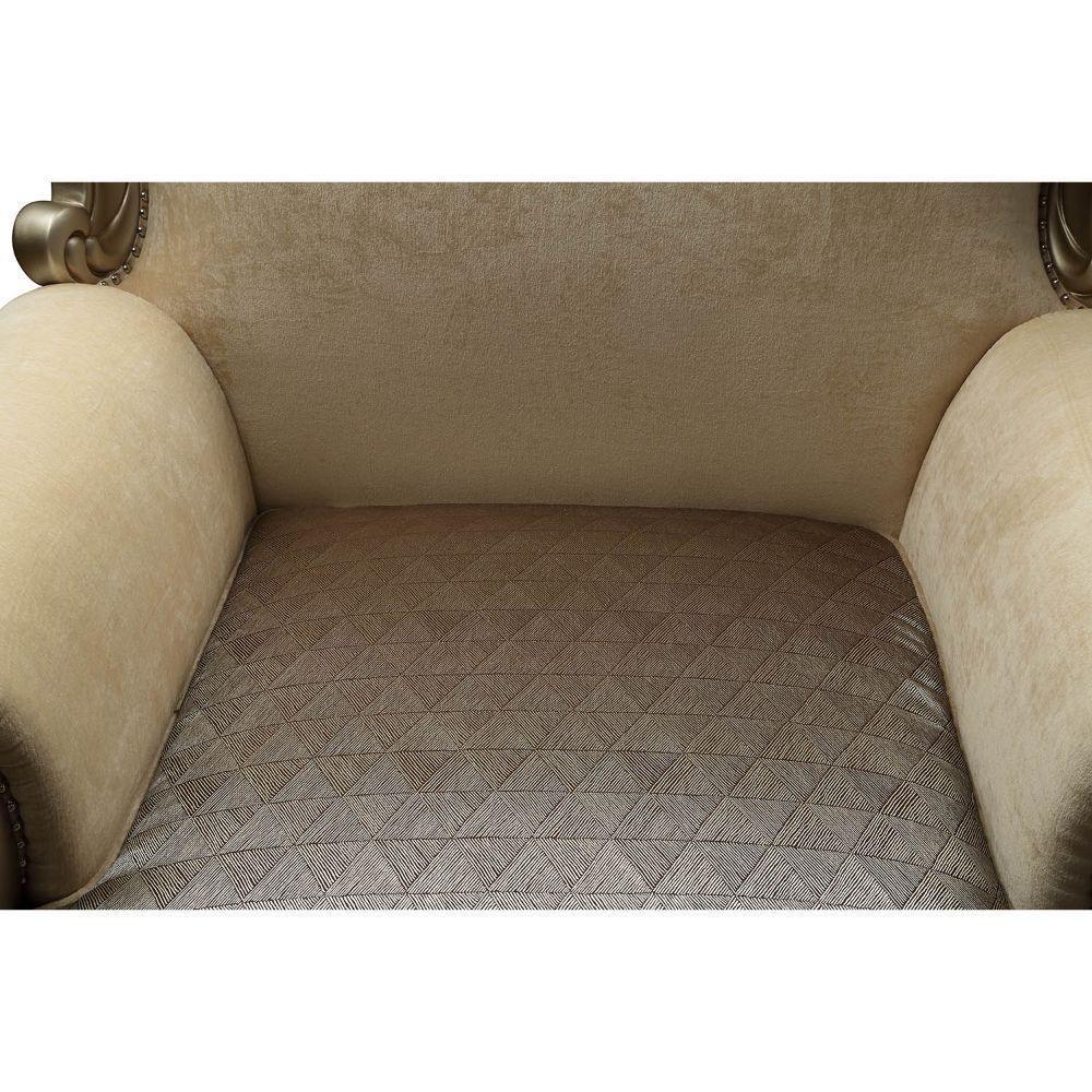 ACME Ranita Chair w/2 Pillows, Fabric & Champagne 51042 FredCo