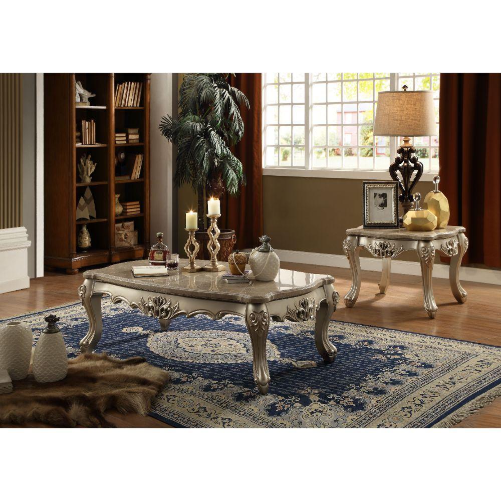 ACME Ranita Coffee Table, Marble & Champagne FredCo