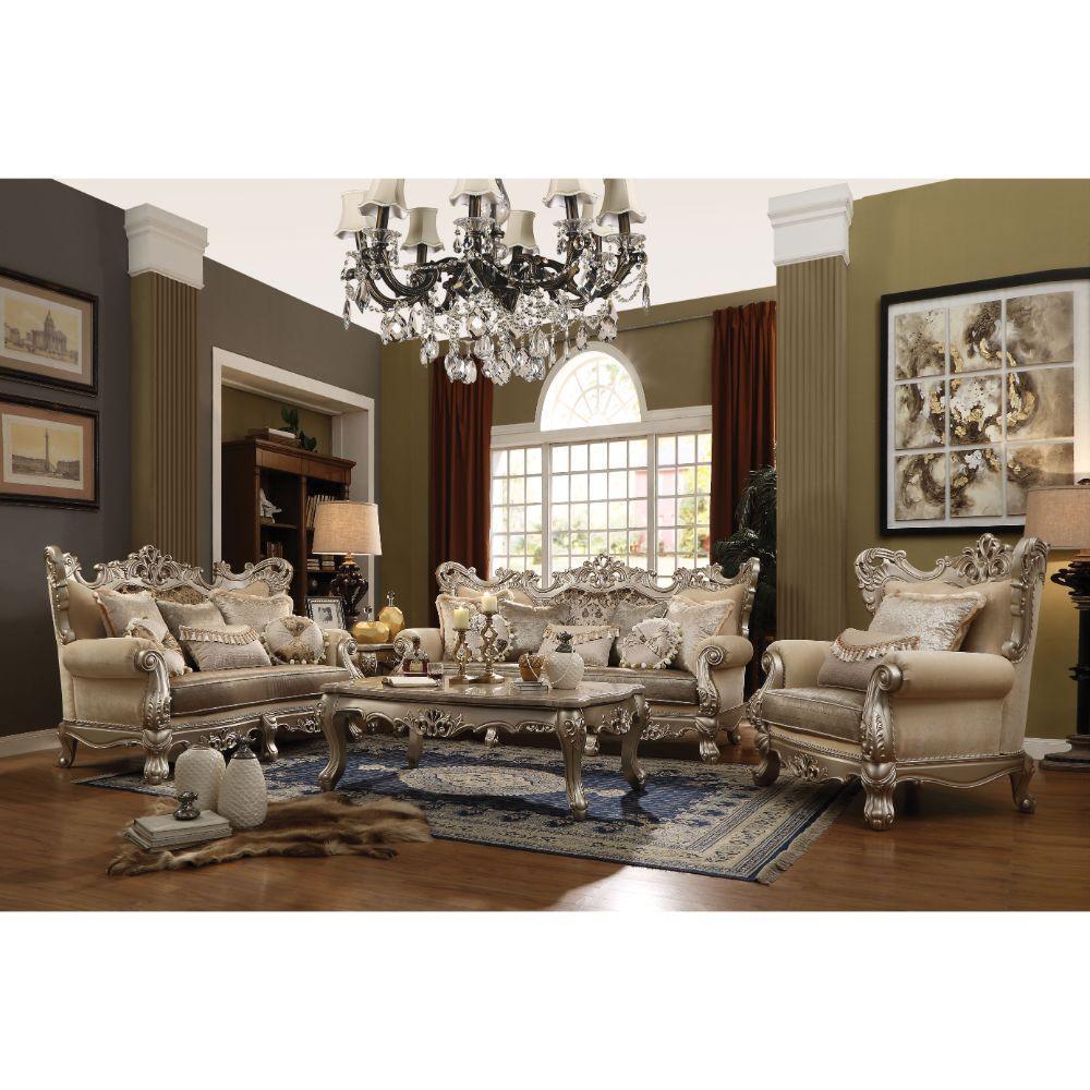 ACME Ranita Sofa w/7 Pillows, Fabric & Champagne 51040 FredCo