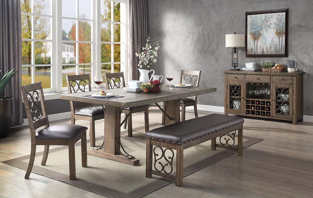 ACME Raphaela Dining Table, Weathered Cherry Finish FredCo