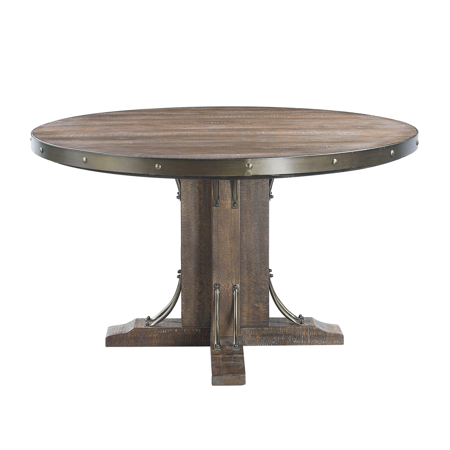 ACME Raphaela Round Dining Table, Weathered Cherry Finish FredCo