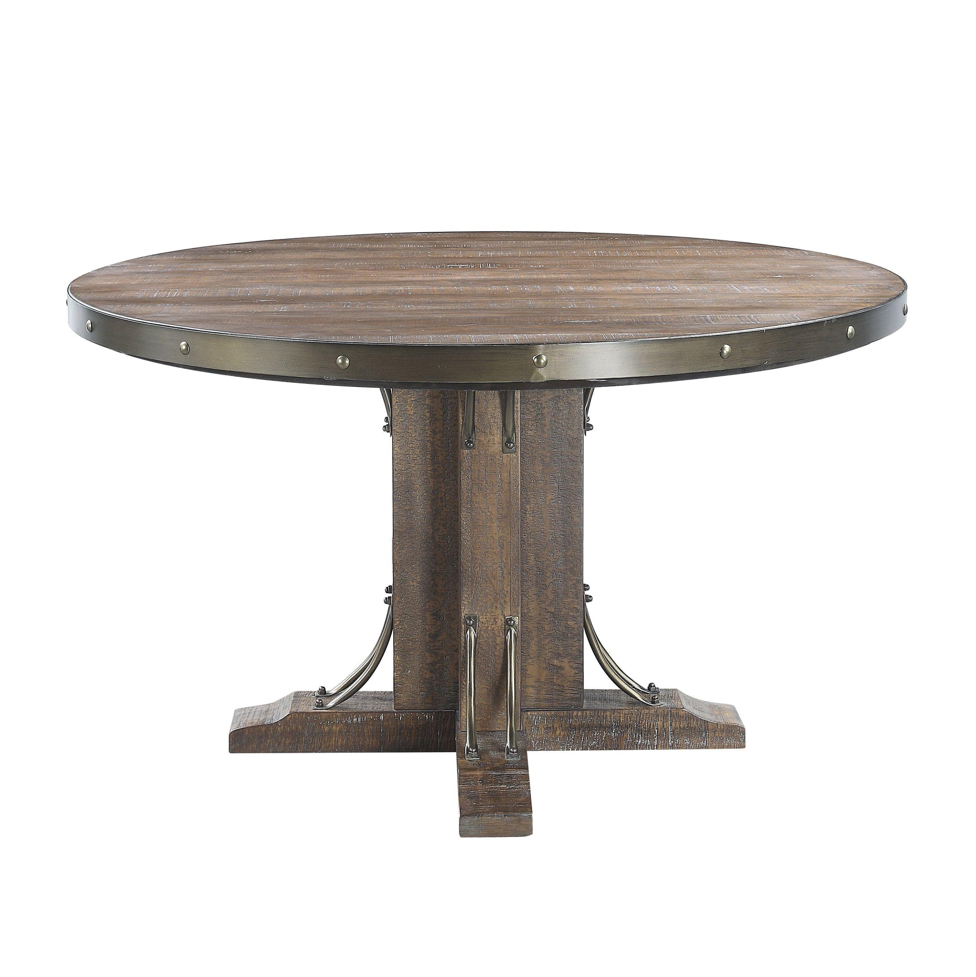ACME Raphaela Round Dining Table, Weathered Cherry Finish FredCo