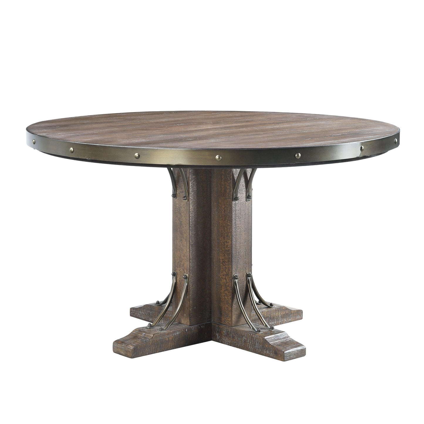 ACME Raphaela Round Dining Table, Weathered Cherry Finish FredCo