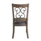 ACME Raphaela Side Chair (Set-2), Black PU & Weathered Cherry Finish FredCo