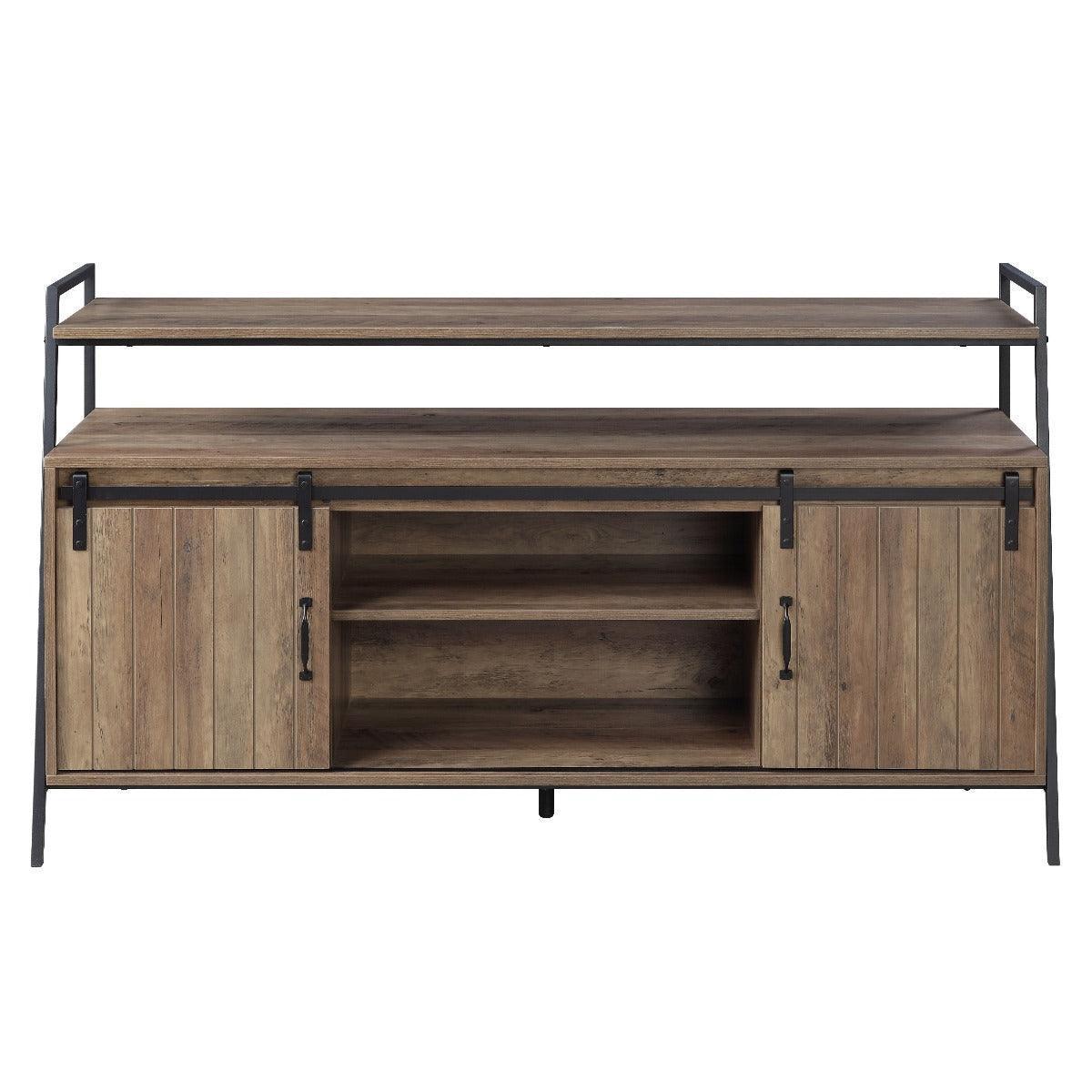 ACME Rashawn TV Stand , Rustic Oak & Black Finish FredCo