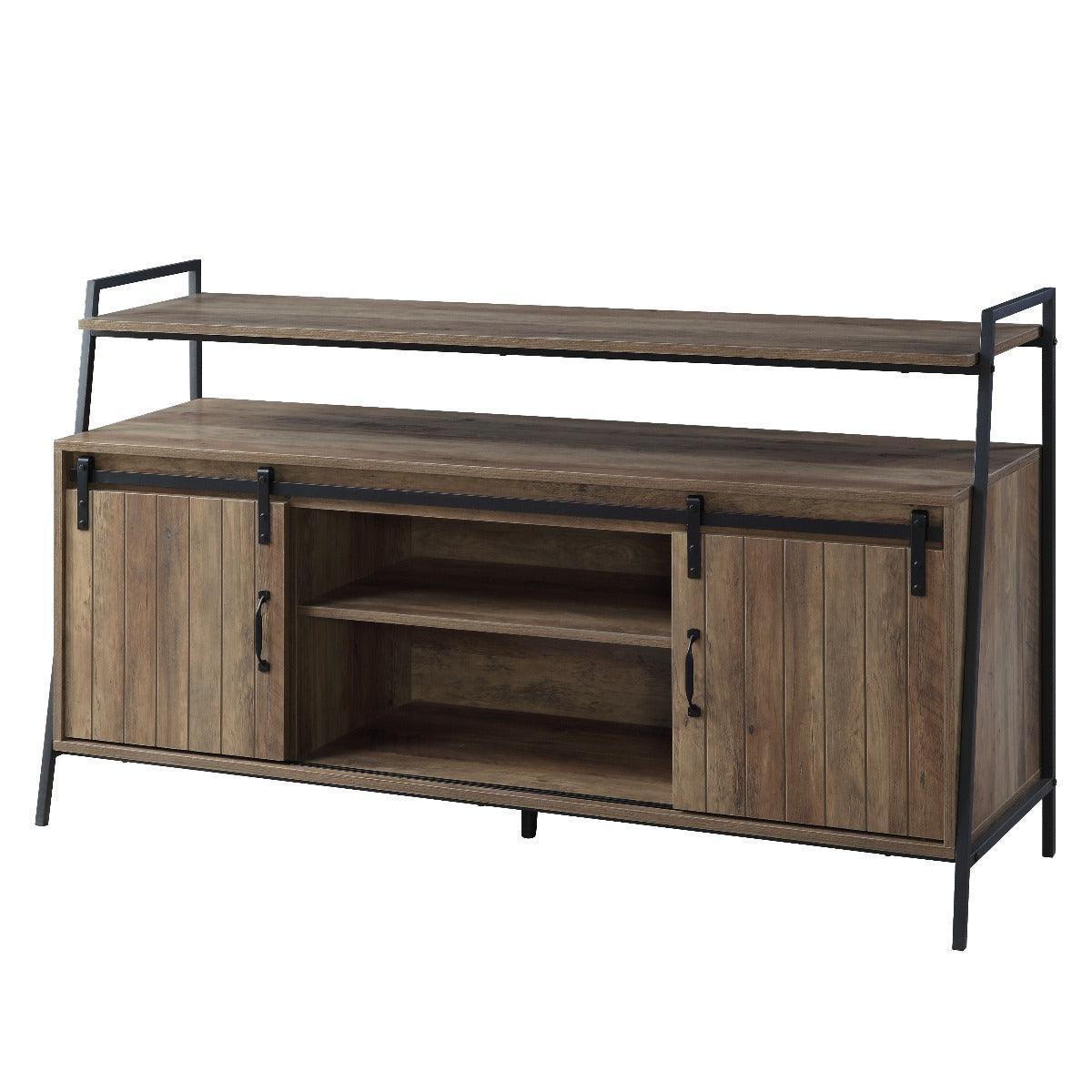 ACME Rashawn TV Stand , Rustic Oak & Black Finish FredCo