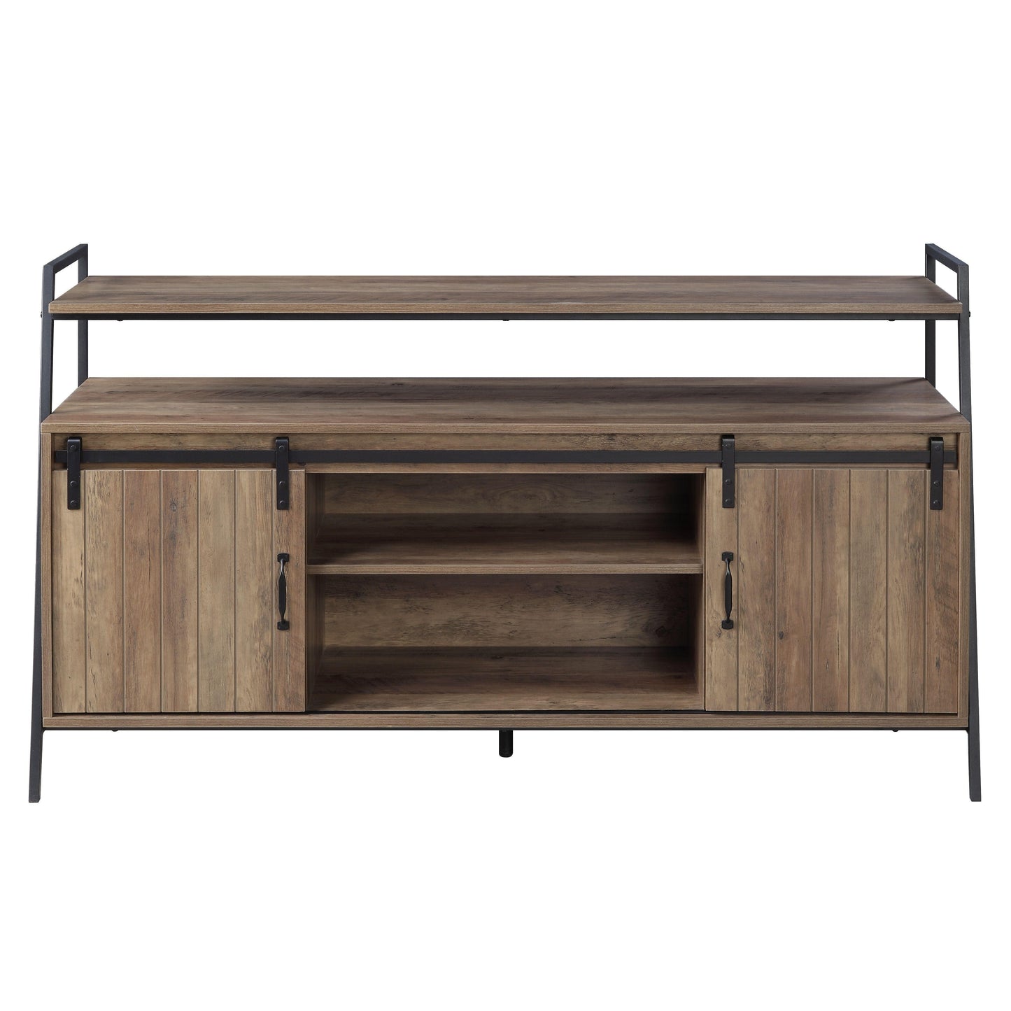 ACME Rashawn TV Stand , Rustic Oak & Black Finish FredCo
