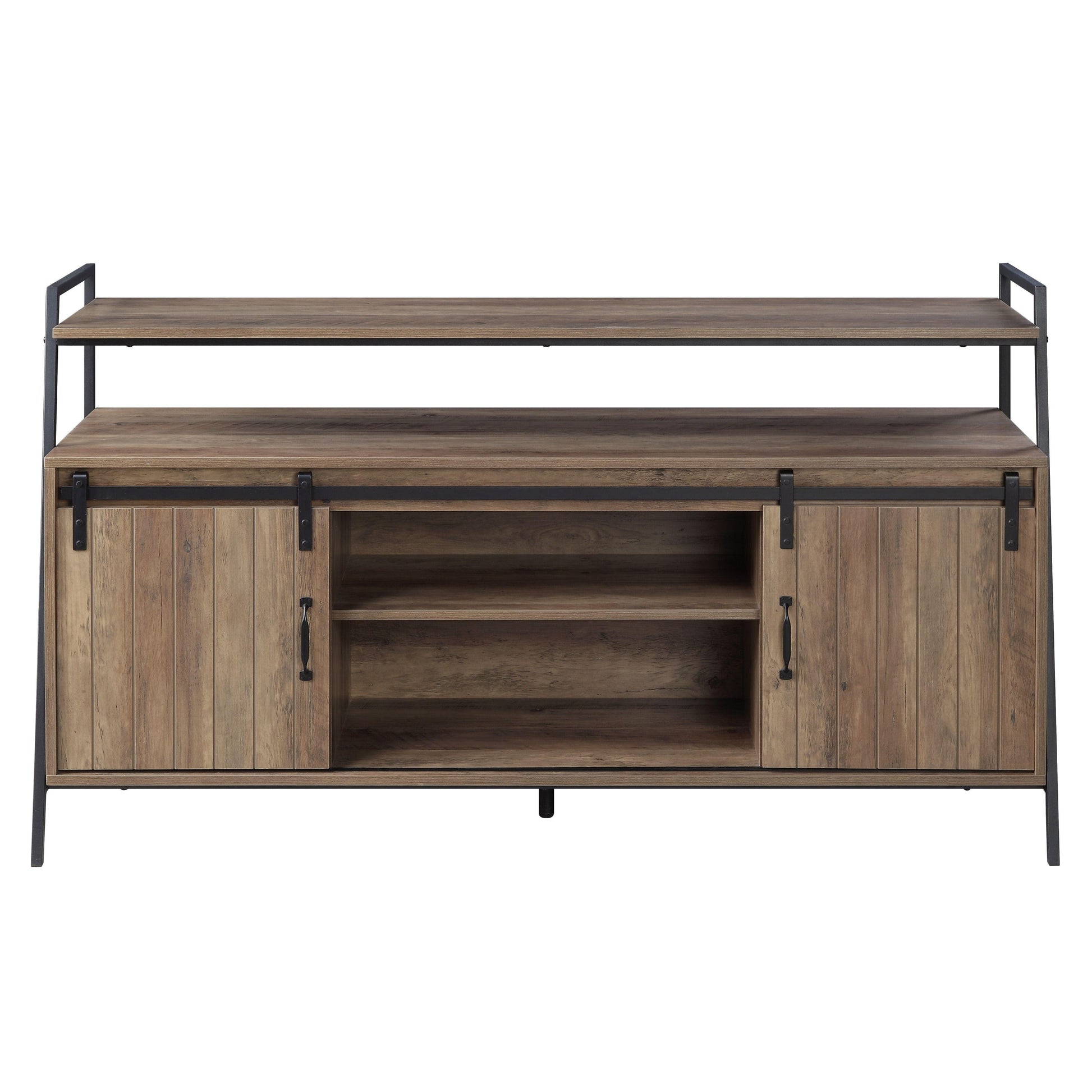 ACME Rashawn TV Stand , Rustic Oak & Black Finish FredCo