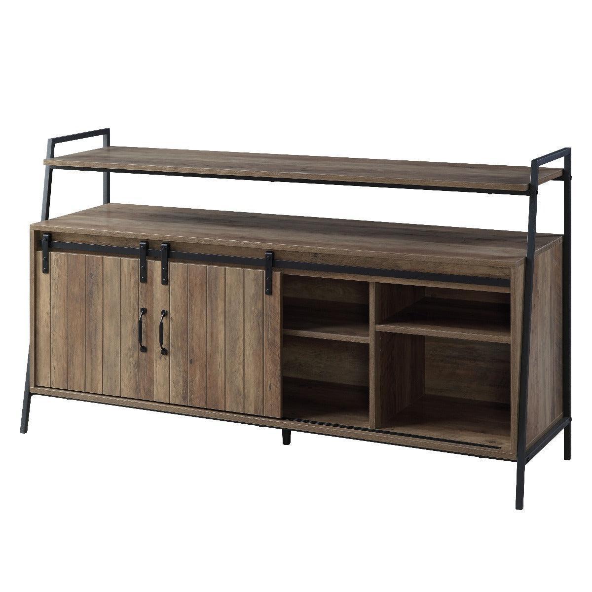 ACME Rashawn TV Stand , Rustic Oak & Black Finish FredCo