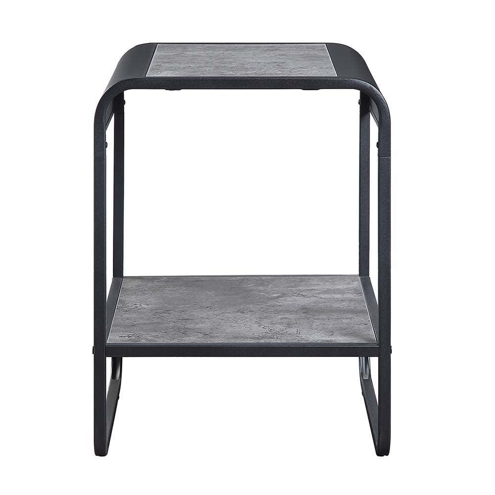 ACME Raziela End Table, Concrete Gray & Black Finish FredCo