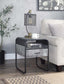 ACME Raziela End Table w/Drawer, Concrete Gray & Black Finish FredCo