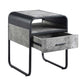 ACME Raziela End Table w/Drawer, Concrete Gray & Black Finish FredCo