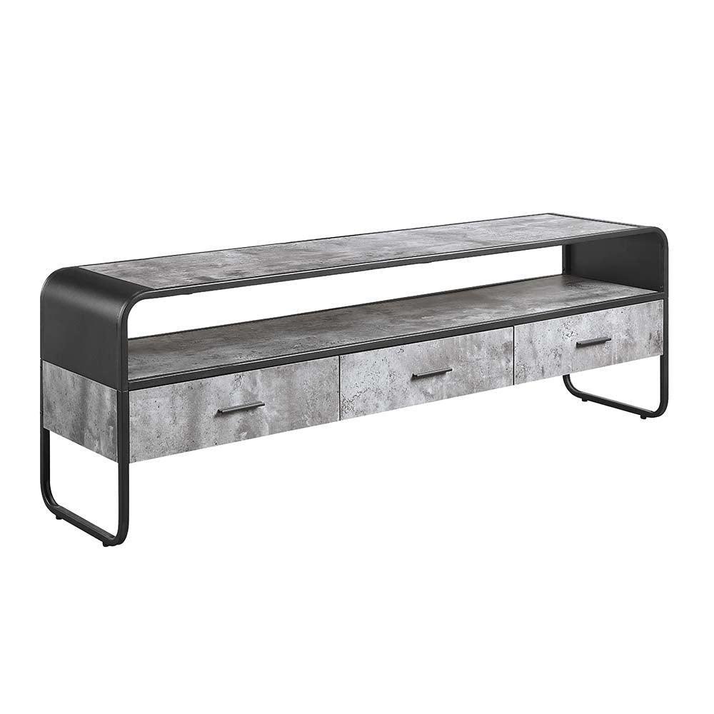 ACME Raziela TV Stand,Concrete Gray & Black Finish FredCo