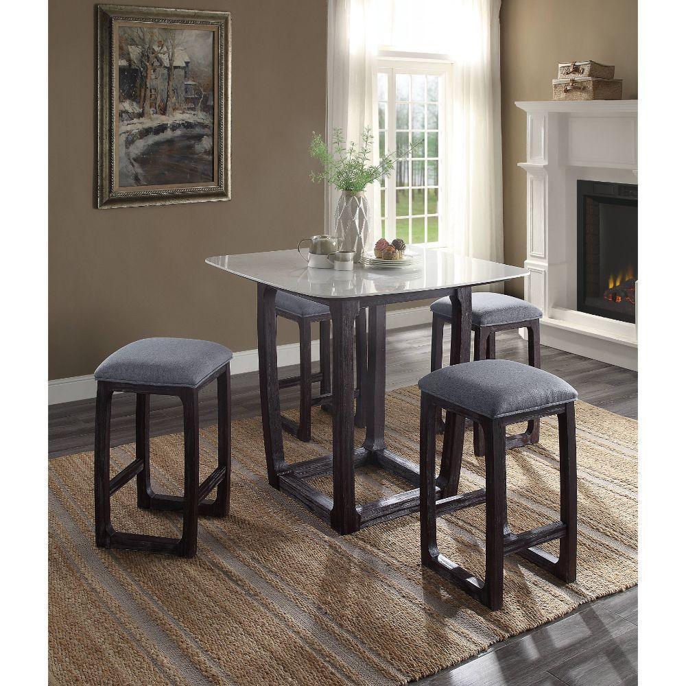 ACME Razo Counter Height Stool (1Pc), Fabric & Weathered Espresso FredCo