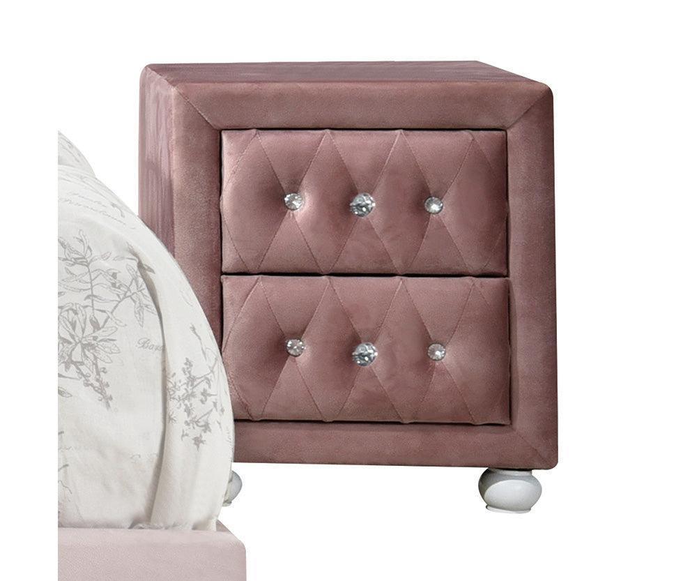 ACME Reggie Nightstand, Pink Fabric FredCo