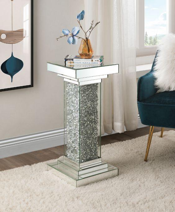ACME Rekha Pedestal, Mirrored & Faux Diamonds FredCo