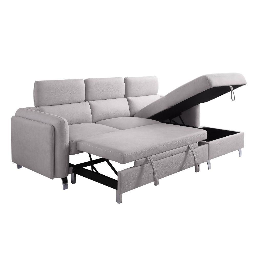 ACME Reyes Sectional Sofa w/Sleeper, Beige Nubuck FredCo