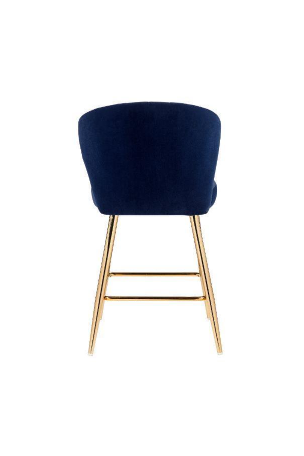 ACME Rizgek Counter Height Chair, Blue Velvet & Gold Finish FredCo