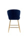 ACME Rizgek Counter Height Chair, Blue Velvet & Gold Finish FredCo