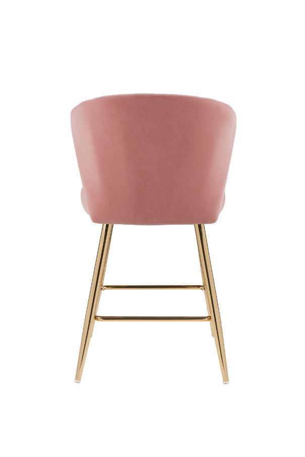 ACME Rizgek Counter Height Chair, Pink Velvet & Gold Finish FredCo