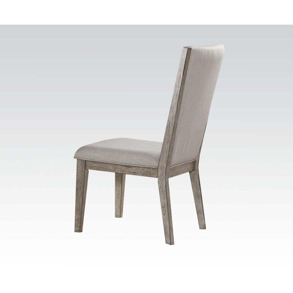 ACME Rocky Side Chair (Set-2), Fabric & Gray Oak FredCo