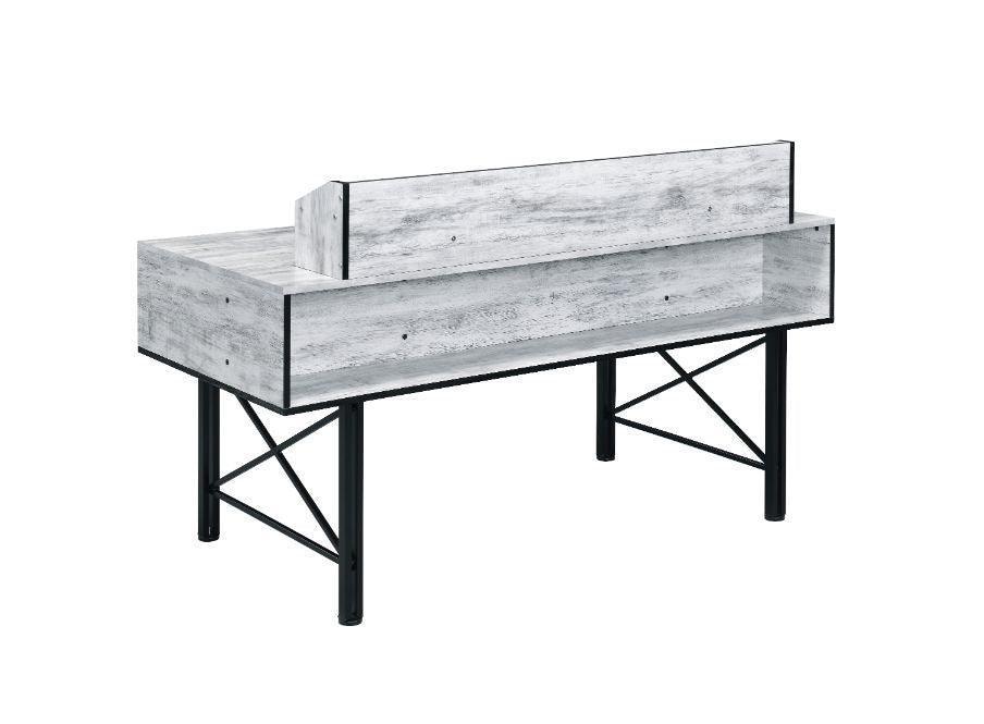 ACME Safea Computer Desk, Antique White & Black Finish FredCo
