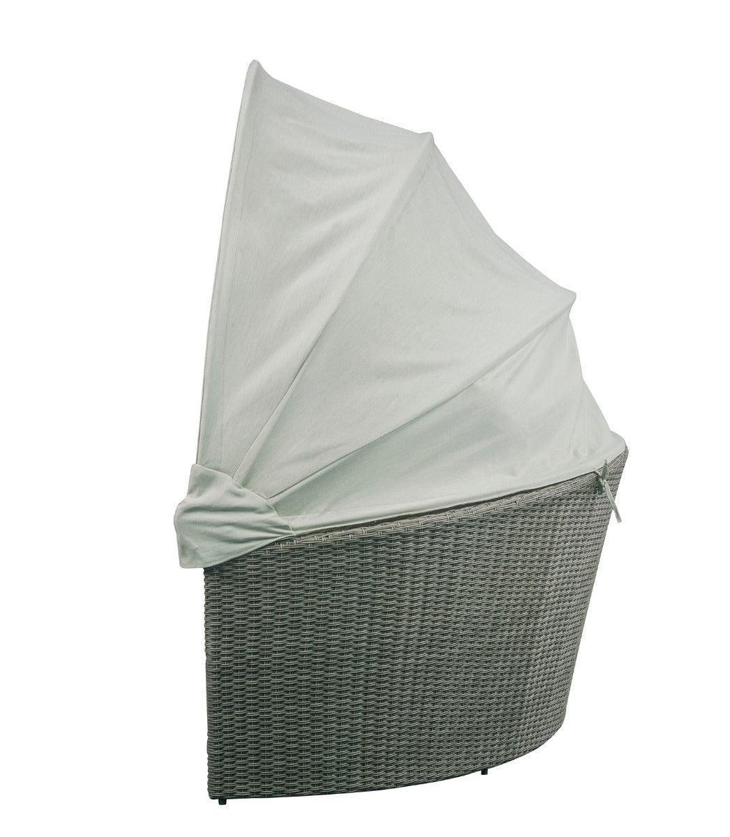 ACME Salena Patio Canopy Sofa & Ottoman, Beige Fabric & Gray Wicker FredCo