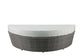 ACME Salena Patio Canopy Sofa & Ottoman, Beige Fabric & Gray Wicker FredCo