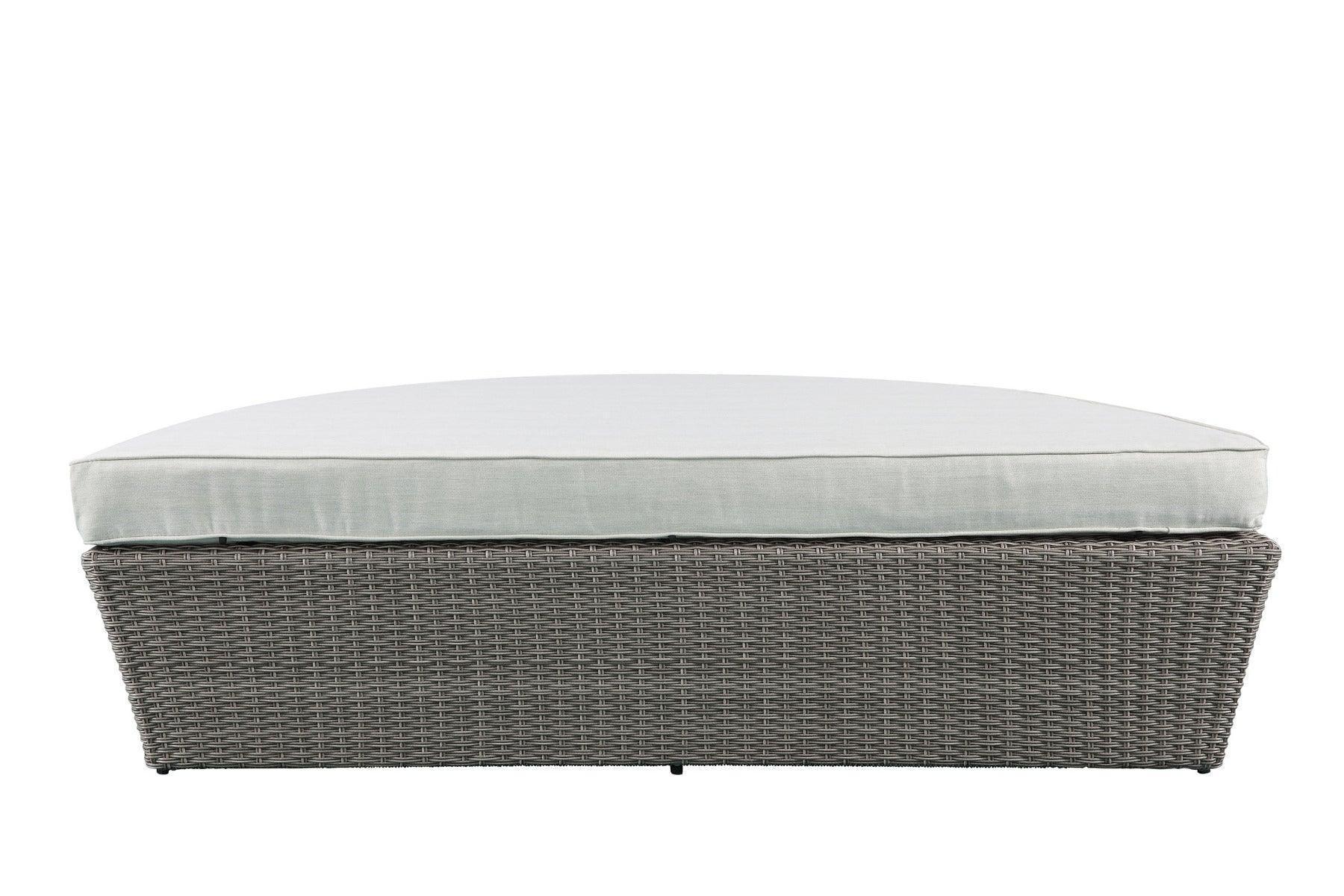 ACME Salena Patio Canopy Sofa & Ottoman, Beige Fabric & Gray Wicker FredCo