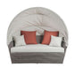 ACME Salena Patio Canopy Sofa & Ottoman, Beige Fabric & Gray Wicker FredCo