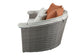 ACME Salena Patio Canopy Sofa & Ottoman, Beige Fabric & Gray Wicker FredCo