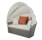 ACME Salena Patio Canopy Sofa & Ottoman, Beige Fabric & Gray Wicker FredCo