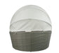 ACME Salena Patio Canopy Sofa & Ottoman, Beige Fabric & Gray Wicker FredCo
