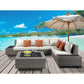 ACME Salena Patio Sectional & Cocktail Table, Beige Fabric & Gray Wicker 45020 FredCo