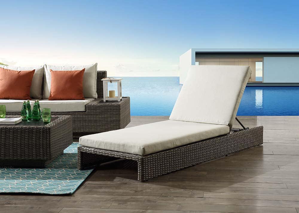 ACME Salena Patio Sun Lounge,Beige Fabric & Gray Finish FredCo