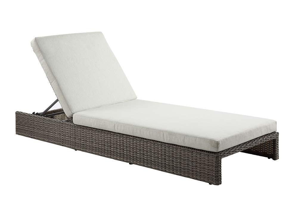 ACME Salena Patio Sun Lounge,Beige Fabric & Gray Finish FredCo
