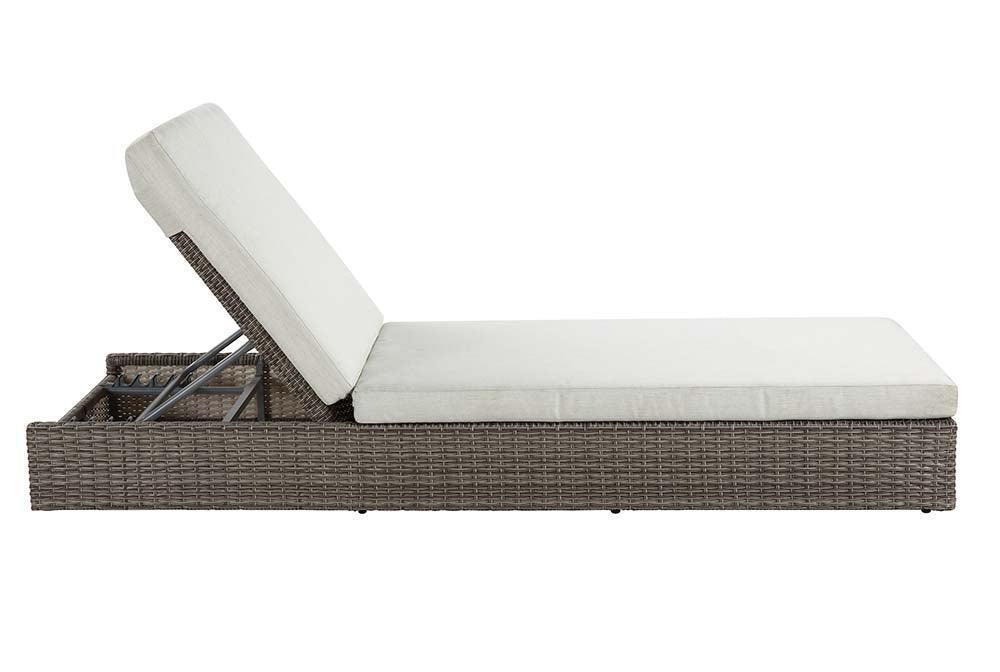 ACME Salena Patio Sun Lounge,Beige Fabric & Gray Finish FredCo