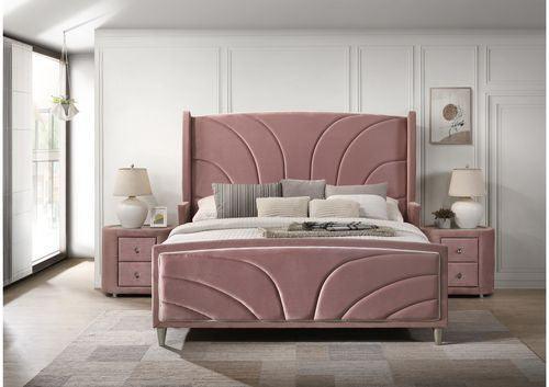 ACME Salonia Eastern King Bed, Pink Velvet FredCo