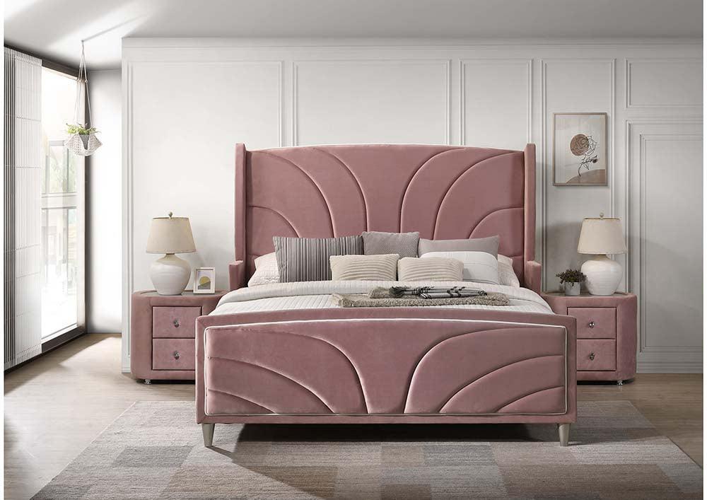 ACME Salonia Queen Bed, Pink Velvet FredCo