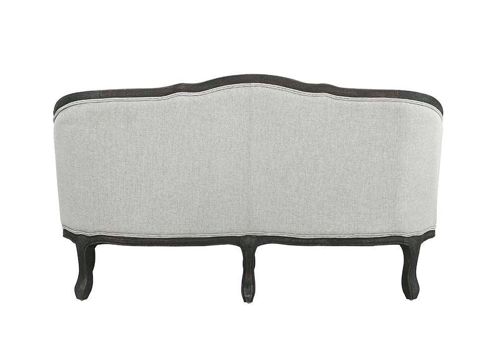 ACME Samael Loveseat w/2 Pillows, Gray Linen & Dark Brown Finish FredCo