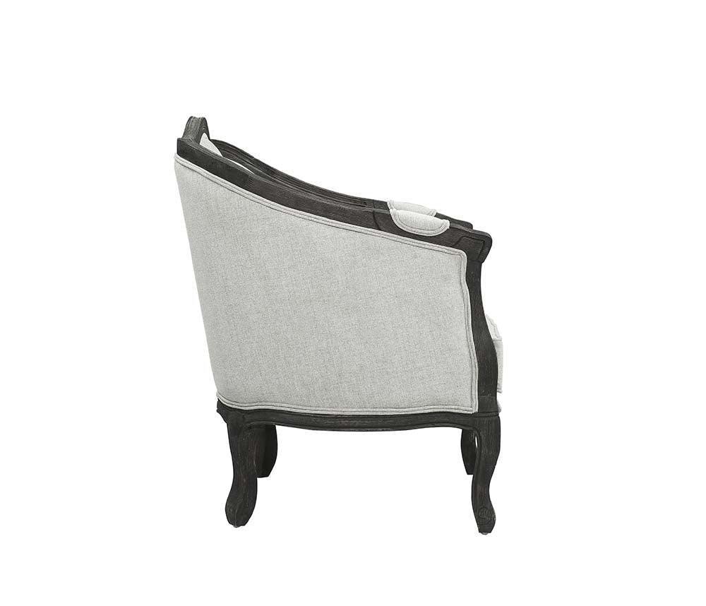ACME Samael Sofa w/3 Pillows, Gray Linen & Dark Brown Finish FredCo