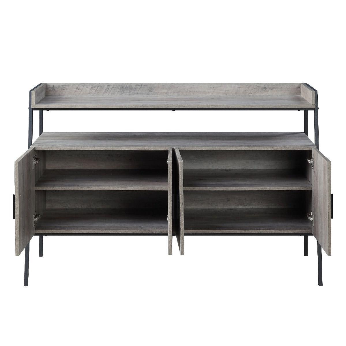 ACME Samiya TV Stand , Gray Oak & Black Finish FredCo